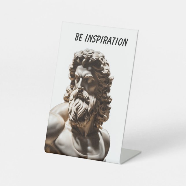 Pedestal Sign, 4" X 6"Majestic Godly Bust - Zeus I Pedestal Sign (Front)