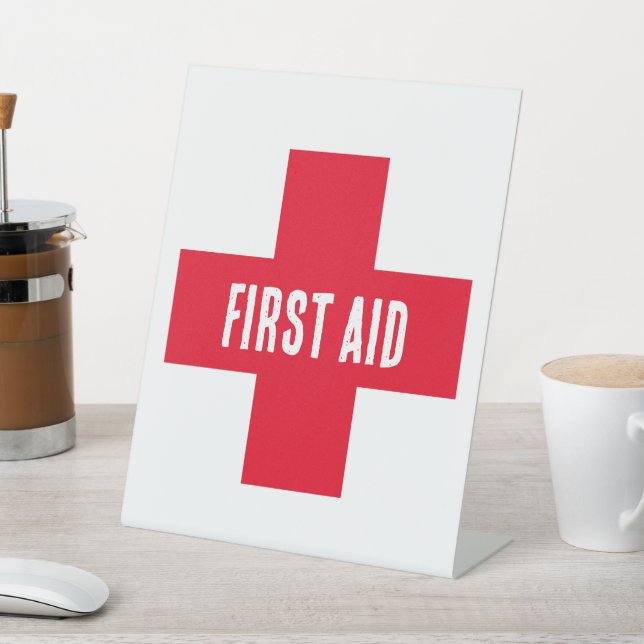 Pedestal Sign - First Aid Red Cross (In SItu)