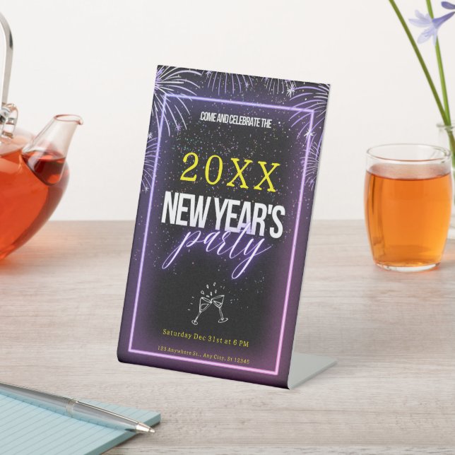 Pedestal Sign -New Years Party -Add Details (In SItu)