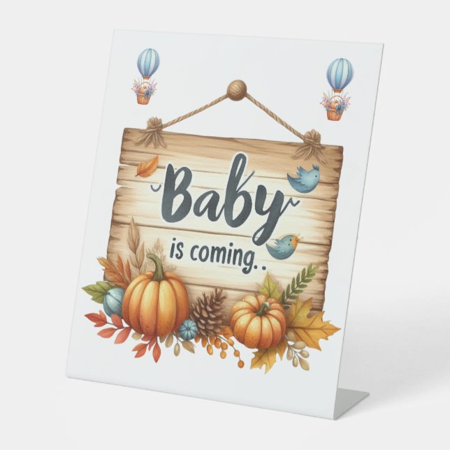 Pedestal Table Sign-Autumn Baby Shower Pedestal Sign (Front)