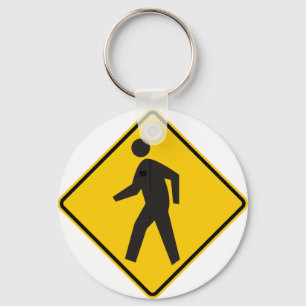 Pedestrian Crossing Highway Sign Key Ring