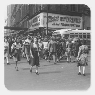 Pedestrians 2 square sticker