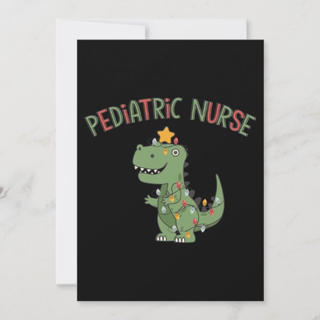 Pediactric Nurse Dinosaur Christmas paediatrics nu Invitation (Front)
