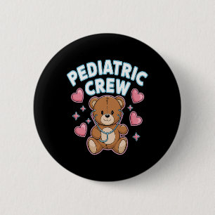 Pediatric Crew Nurse Bear Heart Stethoscope Peds 1 6 Cm Round Badge