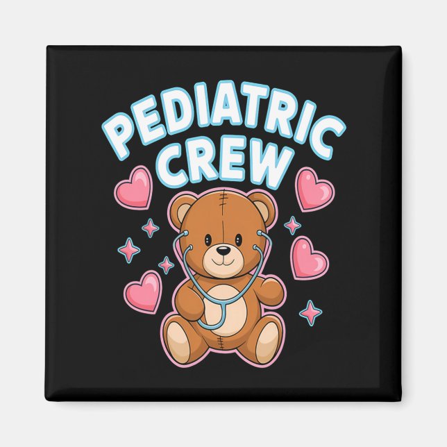 Pediatric Crew Nurse Bear Heart Stethoscope Peds  Magnet (Front)