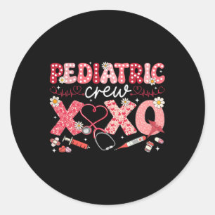 Pediatric Crew Nurse Valentine Peds Squad Nursing Classic Round Sticker