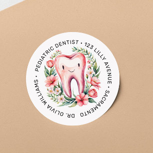 Pediatric Dentist Blush Watercolor Classic Round Sticker