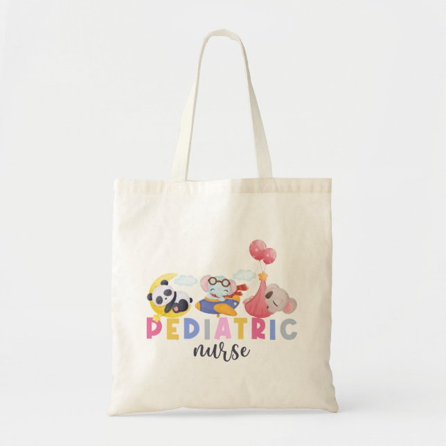 Pediatric Nurse Animal Safari Zoo Peds Nurse Nursi Tote Bag (Front)
