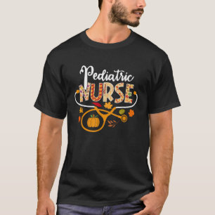 Pediatric Nurse Fall Autumn Stethoscope Pumpkin Th T-Shirt