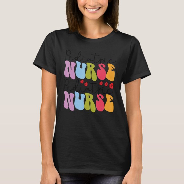 Pediatric Nurse Leopard Print Nursing School Women T-Shirt (Front)