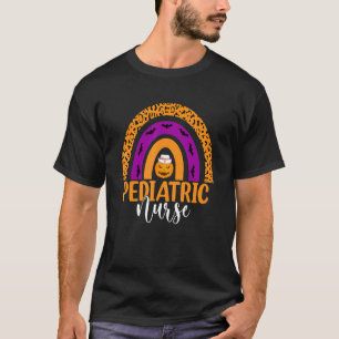 Pediatric Nurse Leopard Rainbow Halloween Pumpkin  T-Shirt