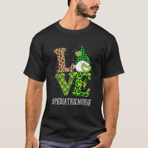 Pediatric Nurse Love St Patricks Day Gnome Leopard T-Shirt