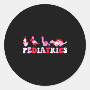 Pediatric Nurse Peds Nursing Cute Dinosaurs Valent Classic Round Sticker