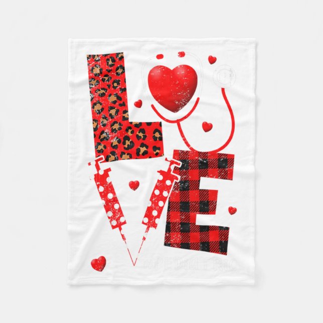 Pediatric Peds Nurse Valentines Day Love Heart Ste Fleece Blanket (Front)
