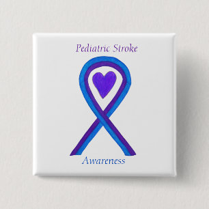Pediatric Stroke Awareness Ribbon Pin Buttons