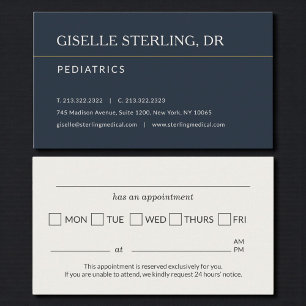 Pediatrics Doctor Office Appointment Reminder Business Card