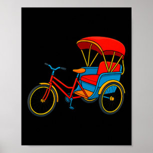Pedicab Cycle Rickshaw Bike Taxi Premium Tri-blend Poster