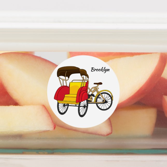 Pedicab rickshaw cartoon illustration  (Affixed)