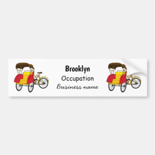 Pedicab rickshaw cartoon illustration bumper sticker