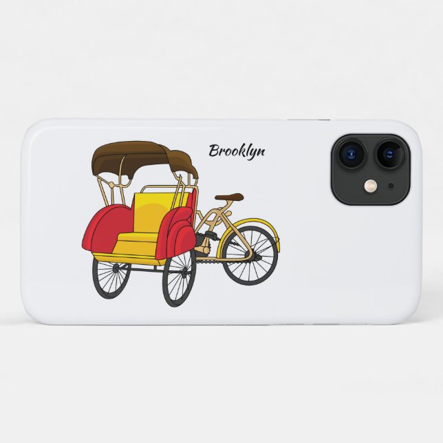 Pedicab rickshaw cartoon illustration Case-Mate iPhone case (Back (Horizontal))