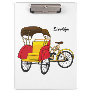Pedicab rickshaw cartoon illustration clipboard