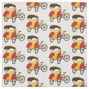 Pedicab rickshaw cartoon illustration fabric