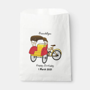 Pedicab rickshaw cartoon illustration favour bag