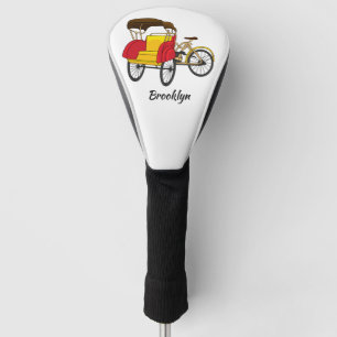 Pedicab rickshaw cartoon illustration golf head cover