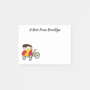 Pedicab rickshaw cartoon illustration post-it notes