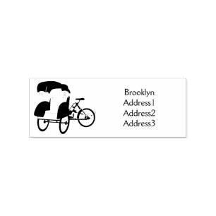 Pedicab rickshaw cartoon illustration rubber stamp