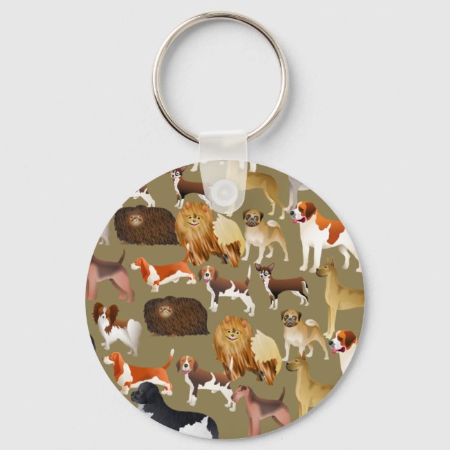 Pedigree Dog Wallpaper Key Ring (Front)