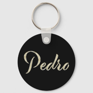 Pedro Name whitegold Button Schlüsselanhänger Key Ring