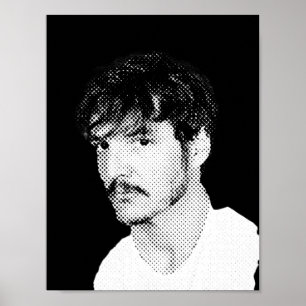 Pedro Pascal half Tone Vintage Art Poster
