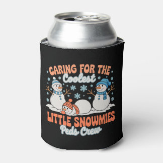 Peds Crew Caring Coolest Little Snowmies Christmas Can Cooler