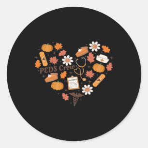 Peds Crew Fall Paediatrics Thanksgiving Peds Nurse Classic Round Sticker
