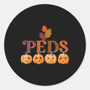Peds Cute Pumpkin Fall Thanksgiving Paediatrics Nu Classic Round Sticker