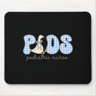 Peds Goose Paediatrics Nurse Blue Gingham Work Ped Mouse Pad