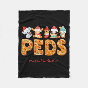 Peds Nurse Gingerbread Christmas Pediatric Nurse H Fleece Blanket