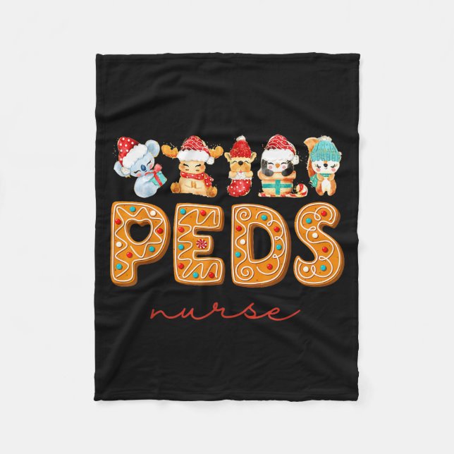 Peds Nurse Gingerbread Christmas Pediatric Nurse H Fleece Blanket (Front)