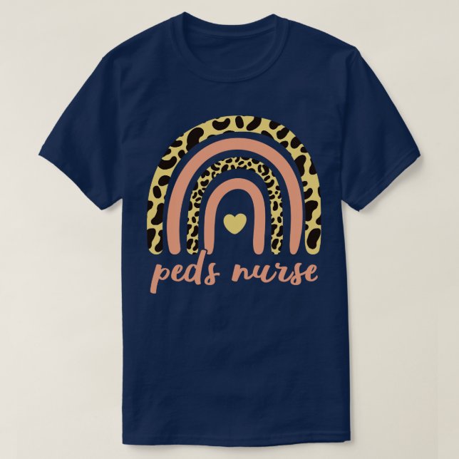 Peds Nurse II Leopard Rainbow T-Shirt (Design Front)