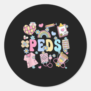 Peds Nurse Stuff Retro Paediatrics Nurse Practitio Classic Round Sticker