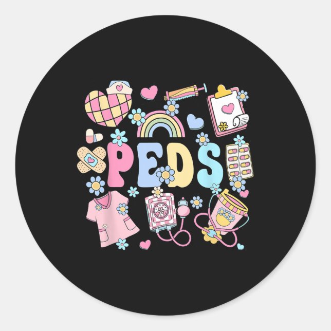 Peds Nurse Stuff Retro Paediatrics Nurse Practitio Classic Round Sticker (Front)