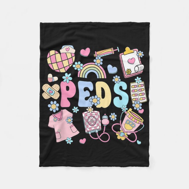 Peds Nurse Stuff Retro Paediatrics Nurse Practitio Fleece Blanket (Front)