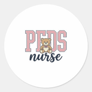 Peds Nurse Teddy Bear Vintage Shirt Design_1 Classic Round Sticker