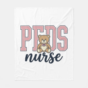 Peds Nurse Teddy Bear Vintage Shirt Design_1 Fleece Blanket