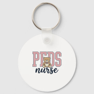 Peds Nurse Teddy Bear Vintage Shirt Design_1 Key Ring