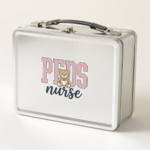 Peds Nurse Teddy Bear Vintage Shirt Design_1 Metal Lunch Box