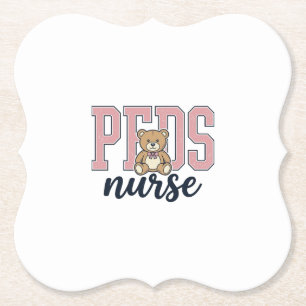 Peds Nurse Teddy Bear Vintage Shirt Design_1 Paper Coaster