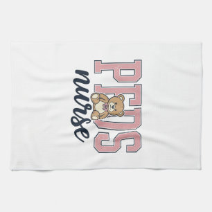 Peds Nurse Teddy Bear Vintage Shirt Design_1 Tea Towel