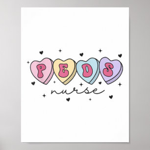 Peds Nurse Valentines Day Heart Paediatrics Nurse  Poster